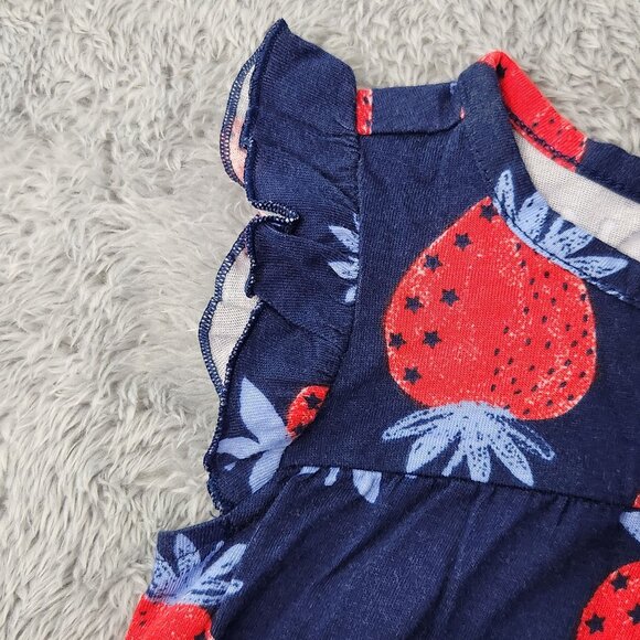 3/$20 Carter's Just One You Top Baby Girls 6M Blue Red Strawberry Print Cotton - Picture 7 of 9